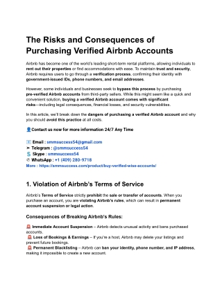 The Risks and Consequences of Purchasing Verified Airbnb Accounts