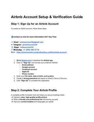Airbnb Account Setup & Verification Guide