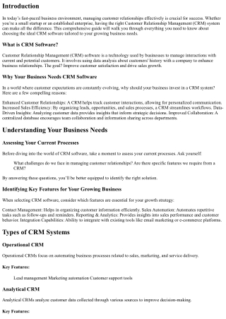 The Ultimate Guide to Choosing the Right CRM Software for Your Growing Business