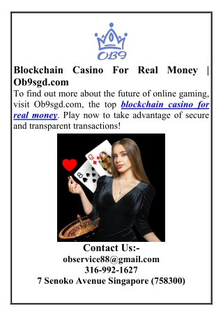 Blockchain Casino For Real Money Ob9sgd.com