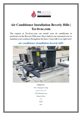 Air Conditioner Installation Beverly Hills  Tes-hvac.com