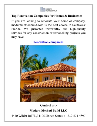Top Renovation Companies for Homes & Businesses
