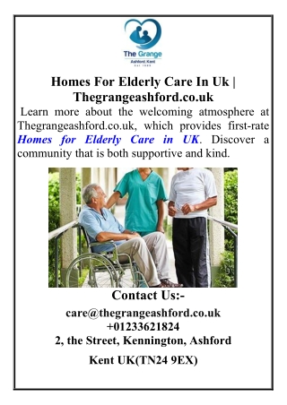 Homes For Elderly Care In Uk
