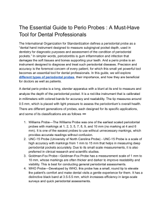 The Essential Guide to Perio Probes : A Must-Have Tool for Dental Professionals
