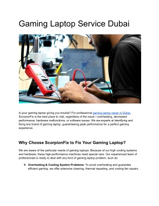 Gaming Laptop Service Dubai