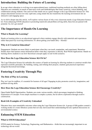 Why Every Classroom Needs a Lego Education Science Kit