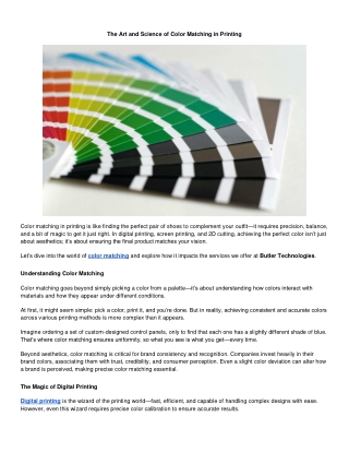 The Art and Science of Color Matching in Printing