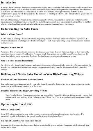 Building an Effective Sales Funnel on Your High-Converting Website