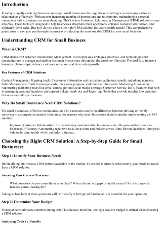 Choosing the Right CRM Solution: A Step-by-Step Guide for Small Businesses