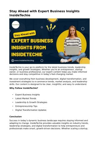 Stay Ahead with Expert Business Insights InsideTechie