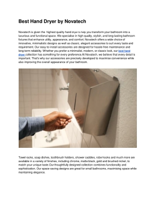 Best Hand Dryer by Novatech