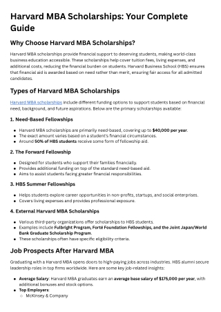 Harvard MBA Scholarships Your Complete Guide