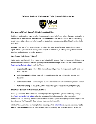 Embrace Spiritual Wisdom with Vedic Quotes T-Shirts Online