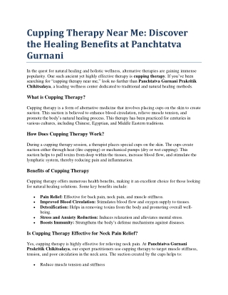 Cupping Therapy Near Me Discover the Healing Benefits at Panchtatva Gurnani