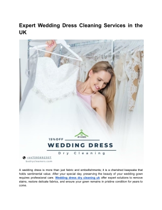 Expert Wedding Dress Cleaning Services in the UK