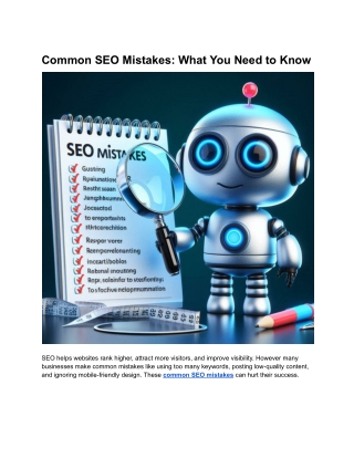 Common SEO Mistakes: What You Need to Know