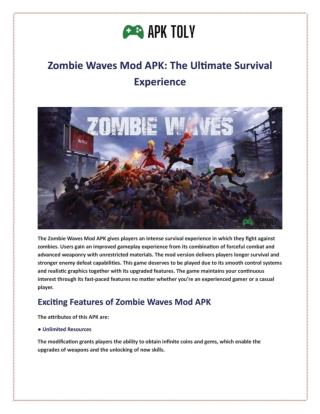Zombie Waves Mod APK: The Ultimate Survival Experience
