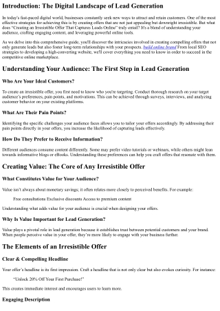 Creating an Irresistible Offer That Captures Leads Online