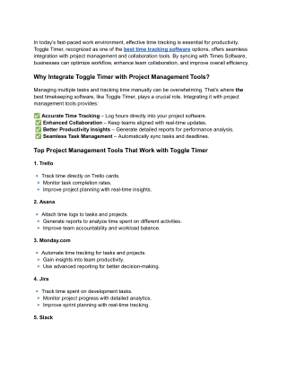 _Seamless Integration_ Toggle Timer & Project Management Tools