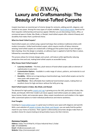 Luxury and Craftsmanship The Beauty of Hand-Tufted Carpets