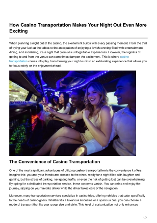 How Casino Transportation Makes Your Night Out Even More Exciting