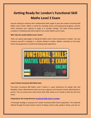 Getting Ready for London's Functional Skill Maths Level 2 Exam