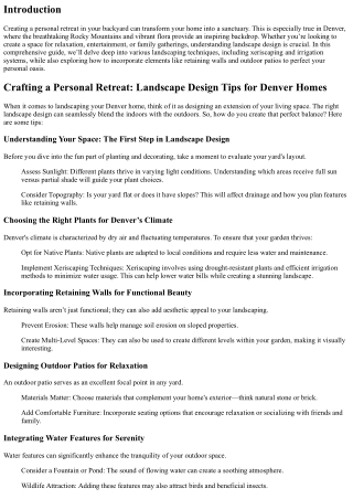 Crafting a Personal Retreat: Landscape Design Tips for Denver Homes