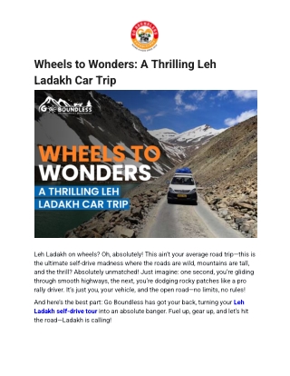 Wheels to Wonders_ A Thrilling Leh Ladakh Car Trip
