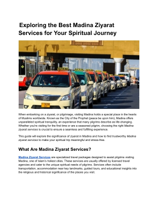 Exploring the Best Madina Ziyarat  Services for Your Spiritual Journey