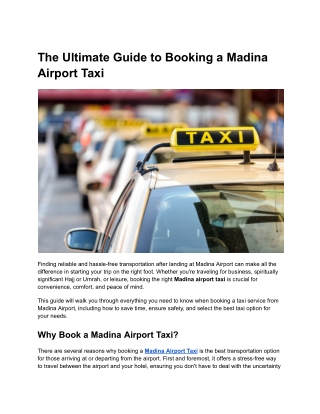 The Ultimate Guide to Booking a Madina  Airport Taxi