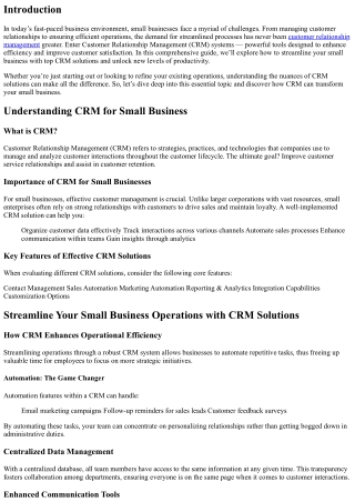 Streamline Your Small Business with Top CRM Solutions: Boost Efficiency and Cust