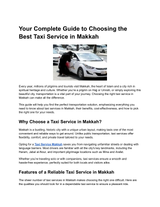 Taxi Service Makkah