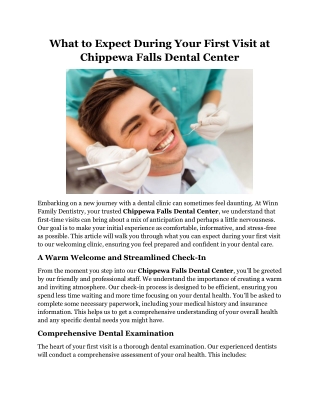 What to Expect During Your First Visit at Chippewa Falls Dental Center