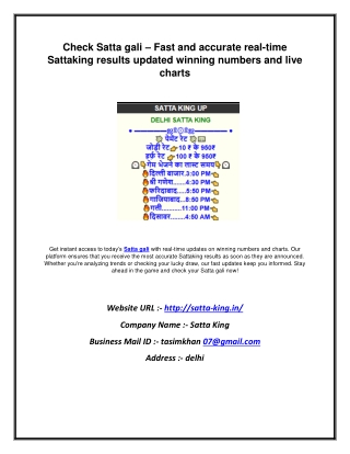 Check Satta gali – Fast and accurate real-time Sattaking results updated winning numbers and live charts