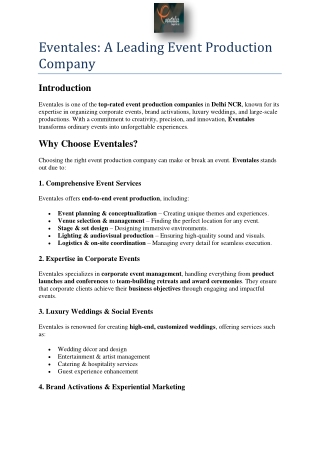 Eventales: A Leading Event Production Company