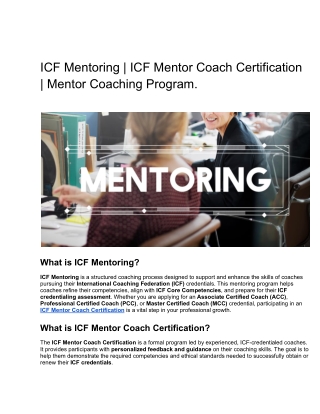 ICF Mentoring _ ICF Mentor Coach Certification _ Mentor Coaching Program