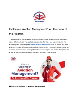 Diploma in Aviation Management_ An Overview of the Program