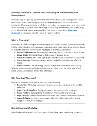 WhatsApp Download_ A Complete Guide to Installing the World’s Most Popular Messaging App