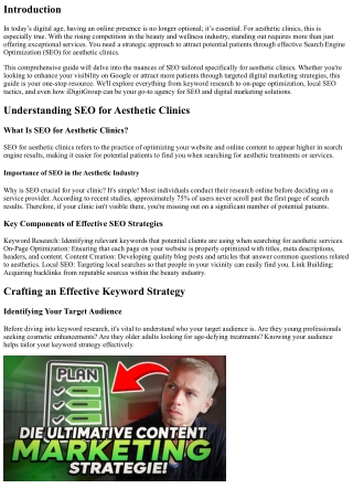 The Ultimate Guide to SEO for Aesthetic Clinics: Attract More Patients Online
