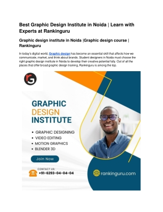 Graphic design institute in Noida |Graphic design course | Rankinguru