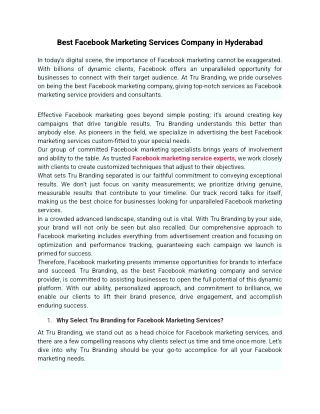 Best Facebook Marketing Services Company in Hyderabad