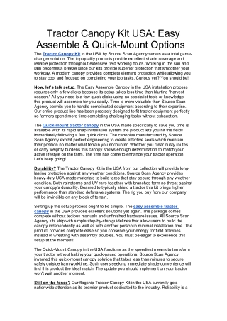 Tractor Canopy Kit USA Easy Assemble & Quick-Mount Options