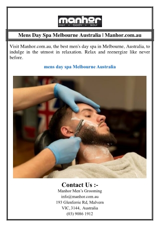 Mens Day Spa Melbourne Australia | Manhor.com.au