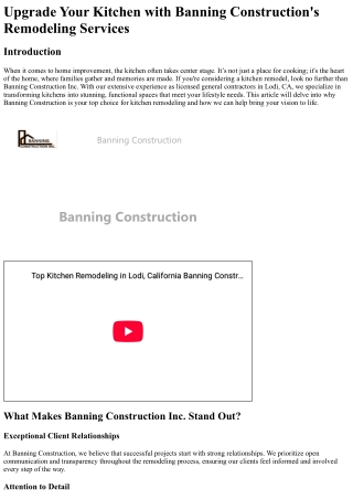 Upgrade Your Kitchen with Banning Construction_s Remodeling Services