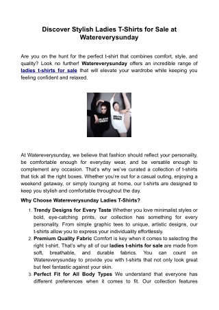 Discover Stylish Ladies T-Shirts for Sale at Watereverysunday.docx-1