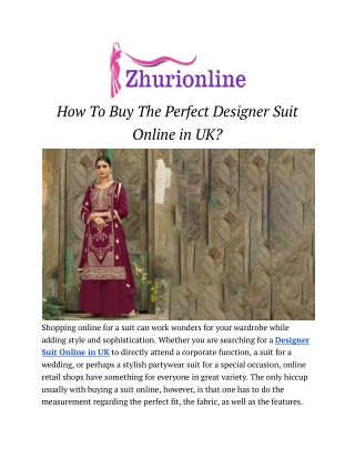 How To Buy The Perfect Designer Suit Online in UK?