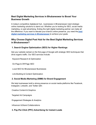 Best Digital Marketing Services in Bhubaneswar to Boost Your Business Growth
