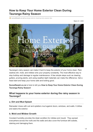 How to Keep Your Home Exterior Clean During Tauranga Rainy Season