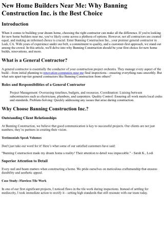 New Home Builders Near Me Why Banning Construction Inc. is the Best Choice