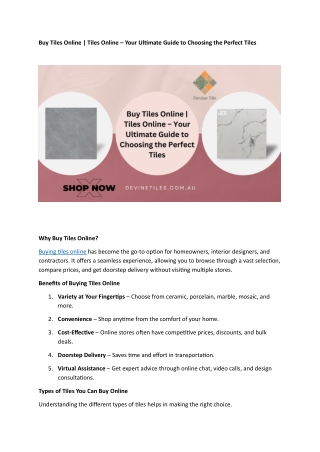 Buy Tiles Online | Tiles Online – Your Ultimate Guide to Choosing the Perfect Ti